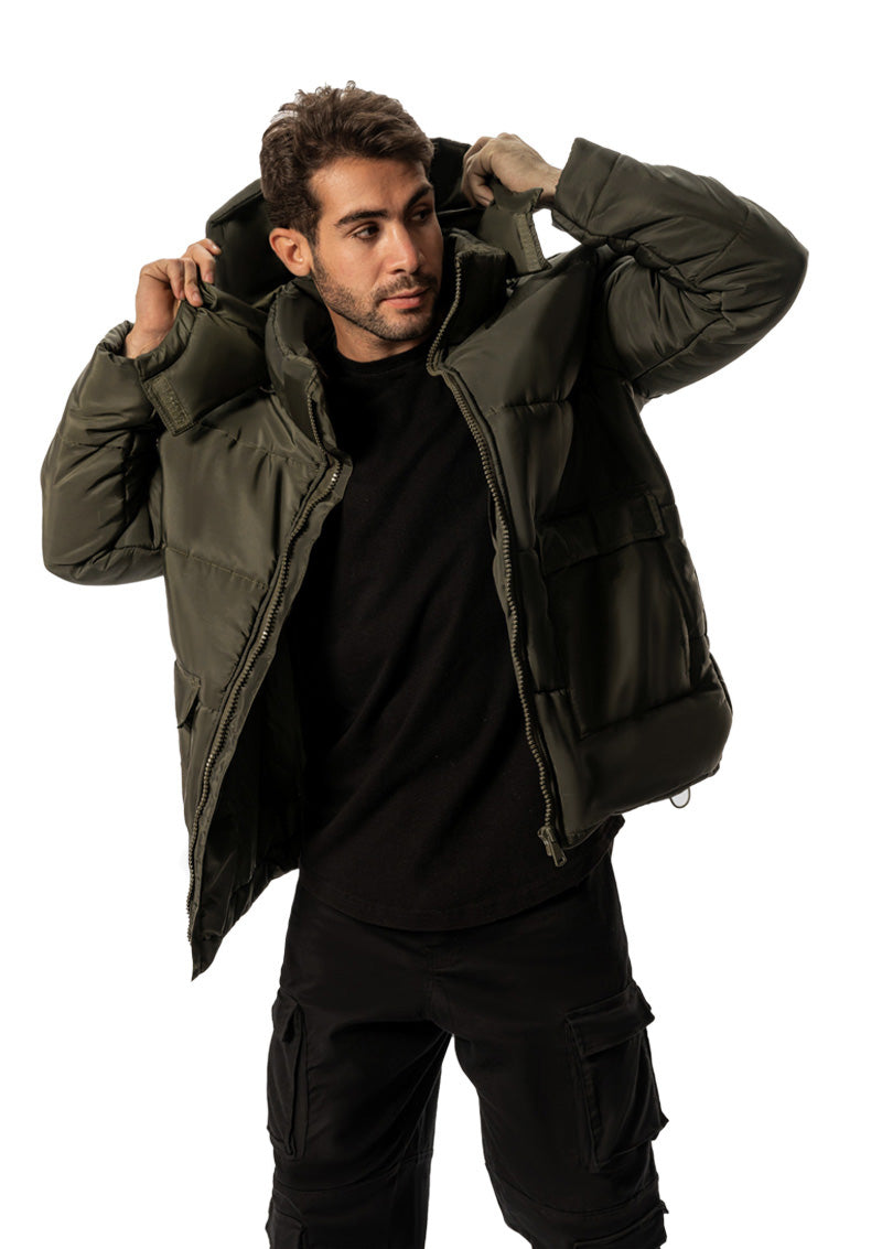 OLIVE PUFFER WATER PROOF JACKET